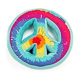 One Grace Place Terrific Tie Dye Decorative Pillow Peace Sign, Aqua Blue, Royal Blue, Purple, Yellow