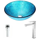 アクセントシリーズdeco-glass容器シンクでエメラルドIce with Enti蛇口でつや消しニッケル