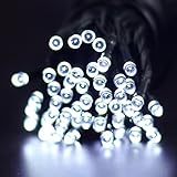ソーラー充電式　イルミネーションLED　LED飾りライトTopYart 12m 100球 8点滅モデル クリスマスツリー/庭/壁/結婚式/パーティー/ガーデンなどに最適 (電球色)