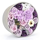 YOBANSA フレグランス ソープフラワー ラウンドボックス ギフトボックス 誕生日　母の日　記念日　先生の日　バレンタインデー　昇進　転居など最適としてのプレゼント (紫の)