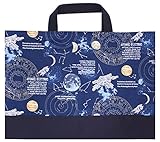 [miwaki] レッスンバッグ 男の子 トートバッグ 手提げかばん お稽古バッグ サブバッグ 小学校 幼稚園 保育園 日本製 手作り お名前タグ付き 月 星座 宇宙飛行 宇宙船 宇宙 ステーション ネイビー bag09