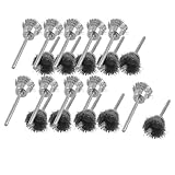 uxcell 軸付き砥石　ブラシ　ホイール　20個入り　どんぶり型　グレー　シルバートーン　メタル製　シャンク