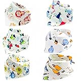 Minamiよだれかけ ベビー スタイお食事エプロン 子供 6枚セット 三角巾 よだれカバー 綿コットン100% 2層タイプ 調節可能 出産祝い スナップビブ 贈り物男の子