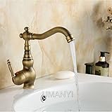 UMANYI 洗面台用 混合水栓 蛇口 台付き シングルハンドル アンティーク ABLRL036
