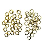 両面ハトメ ハトメ玉 金具 内径3〜12mm対応 レザークラフト 革 ハンドメイド 穴補強 パーツ バッグ 靴 小物 制作用 (ゴールド, 内径8mm 80個入)
