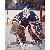 NHLジョンVanbiesbrouck RangersブルージャージーAutographed 8-by-10-inch写真