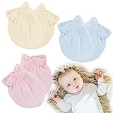 3組 ベビー 赤ちゃん 手袋 Kalevel 新生児用ミトン かきむしり 手袋 綿 薄手 指なし グローブ ミトン 薄い 手袋 男の子 女の子 出産お祝いギフト 0～6ヶ月ベビーに（イエロー、ピンク、