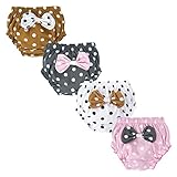 (ビッグエレファント) Big Elephant ベビー用 女の子 下着 可愛い 蝶結び 白ドット柄 ベビーパンツ ブリーフ 四色セット 幼児 80 90 100 110 120 3-6ヶ月 B55