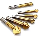 UNHO カウンターシンク 6本セット 3刃数 面取り90度6.3mm 8.3mm 10.4mm 12.4mm 16.5mm 20.5mm チタンコーティング