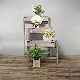 LJ レトロフラワースタンド3層ソリッドウッドリビングルーム/バルコニー/屋内フロアスタンドラダー植物フラワースタンド (色 : 木の色)