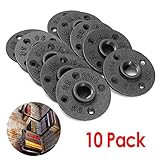 KING DO WAY 10個セット 25mm フランジ DIY 壁掛けシェルフ 金具 パーツ 配管 パイプ ブラックキャスト アンティーク調