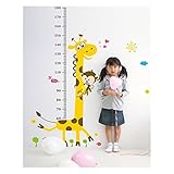RRRLJL Naughty Monkey and Yellow Giraffe Wall Decal for Kid's Bedroom Cartoon Animals Height Chart (
