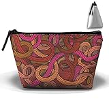 ストレージポータブルバッグコスメティックポーチOrnamental Curly渦巻きパターン大容量Make Up Purse Medicine台形Toiletry Bags