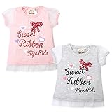 (グレー/80cm) ベビー服 女の子 Tシャツ 半袖 チュールレース切替 ロゴプリント リボン装飾 女児 ベビー