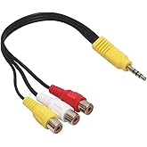 オーディオファン RCA メス ⇔ 3.5mm 4極ミニプラグ変換ケーブル 約0.2m