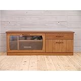 日本製 アンティーク風 木製 120cm幅ロータイプテレビボード ブラウン 完成品