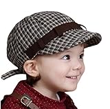 (ビグッド)Bigood 子供用 赤ちゃん ベビー 帽子 キャップ 女の子 男の子 キャップ チェック柄 キャスケット カジュアル お出かけ 通学（黒）