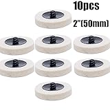 SNHUATONG　10pcs 2"圧縮ウールフェルト ファブリック QCディスク50mmポリシングバフ 研磨パッド ドレメル研削用 ホイール 研磨工具アクセサリー