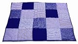 Taftan 100% Cotton Patchwork Checks Playpen Mat 100 x 80cm (Dark Blue) by Taftan