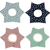 4枚セットベビービブ 食事用スタイ 綿 4層厚さ 便利360°回転可 防水 女の子 男の子 お洒落 出産祝い 保育園用 家用 (タイプ2)
