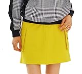 7555 MUS 後ろポケットストレッチ入カーゴスカート マスタード M～3L デルソル ゴルフ ゴルフウェア レディース 大きいサイズ (M)