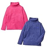ベビー服 女の子 Tシャツ 長袖 Moujonjon ムージョン タートルネック グランサーモ素材 刺繍 日本製 ボーダー柄 女児 ベビー (2.ネイビー/90cm)