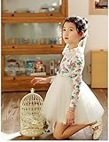 (チェリーレッド) CherryRed 子供服 ワンピース 女の子 フォーマル 可愛い 長袖 花柄 レース 春 秋 入園式 入学式 160 ホワイト