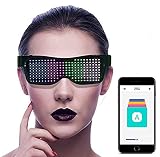 LEDサングラス, LEDメガネ ブルートゥースLEDパーティーメガネカスタマイズ可能なLEDメガネUSB充電式9モードワイヤレス点滅LEDディスプレイ、フェスティバル用グロー眼鏡レイヴパーティー (多色)