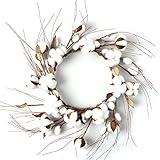 moiitee ドライフラワー 天然素材 コットンフラワー 内径21cm 綿花 枯れない花 玄関/部屋/お店