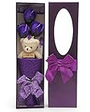 クリエイティブRomantic Flower Bouquet 3香りつきバラBath Soapギフトボックスwith Cute Teddy Bear Best記念日誕生日母の日バレンタインギフト パー