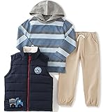 Kids Headquarters Baby 3 Pieces Vest Set - Twill Jogger Pants Navy 24 Months [並行輸入品]