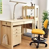 タンスのゲン 学習机 【5点セット：デスク ワゴン ラック ライト チェア】 幅100cm 天然木 イエローチェア 10650014 YE