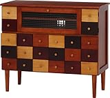 不二貿易 桐製 リビングマルチキャビネット リバティ 幅90cm ブラウン カラフル 41275