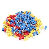 uxcell 丸型端子 絶縁リング圧着端子 PVCプラスチック 金属 ケーブルラグ 電線接続 ワイヤ端子 240個入り