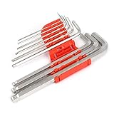 uxcell 六角ネジ回し L形 スパナツール 折畳みホルダー 六角形ヘッド メタル 9個入り