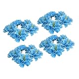 【ノーブランド品】8cm　人工　シルク　フラワー　ローズ　ピオニー　ヘッズ　ホーム　インテリア　造花　２０点　８色選ぶ - 青