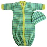 【未熟児】【低出生体重児】【早産児】【NICU】用 ベビー服：長袖ガウン ライム 帽子付き