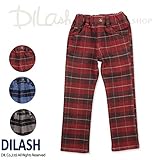 (ディラッシュ) DILASHフラノ風チェック柄ストレッチストレートパンツ/冬 パンツ ストレッチ 90 レッド