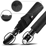 旅行コンパクトゴルフ防風Resitant傘for One Handed操作、slip-proofハンドルfor簡単キャリーforメンズレディース