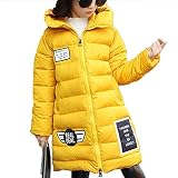 【DELIA】 女の子 綿入れ コート子供服 秋冬の新型 ロングコート 厚棉服 (130, イエロー)