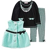 Kids本社Infant Girls 3 pcブラックシャツフリースベスト&レギンス12か月 カラー: ブラック