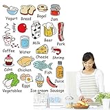 キッズ教育キッチンステッカー保育園装飾Playroom壁アートデコレーション20個パックカラフルFood withラベル