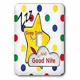 フローレンChildrensアートV – イメージの愛らしいGood Nite With Starポルカドット – 照明スイッチカバー – シングルトグルスイッチ( LSP _ 240721 _ 1 