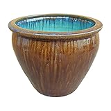 14号 大きな睡蓮鉢 大型 つぼ型深 灰釉 陶器 水辺のビオトーブ 4662HE