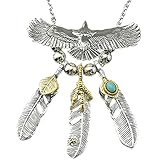 [OVER RAG] メンズ ネックレス スリーフェザーイーグルメタルビーズネックレス アメカジタイプ 鷲 羽根 ネイティブアメリカン インディアン (シルバーヘッドイーグル/紐なし)