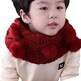 Snoneキッズ スヌード ニット ネックウォーマー 子ども マフラー ストール 秋 冬 かわいい 毛玉付き ベビー 防寒 ふわふわ あったか ファッション 男の子 女の子 おしゃれ