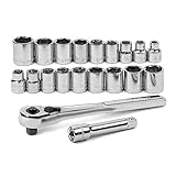Craftsman 20 Pc. 6 Pt. Standard and Metric Easy Read 3/8 In. Dr. Socket Wrench Set. Clear Makings Ma