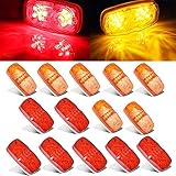 NPAUTO トレーラーサイドマーカーライト ダブルブルズアイ アンバー&レッド 10 LED トレーラーライト ブルズ タイガーアイ トラック RV ボート キャンピングカー トレーラー用 [レッド7個 & アンバー7個]