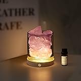 Kahuro アロマストーン セット【天然石 400g+アロマオイル10ml+led台座1台+ガラス1本】ストーンディフューザー 水晶 お試し アロマセット お祝い/バレンタインデー/誕生日/母の日/ホワイトデー プレゼント 贈り物に適用 （ピンク）