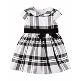 カーターズ carter's 黒x白プレイド立体リボン付き半袖ドレス (6months(61-67cm)) [並行輸入品]
